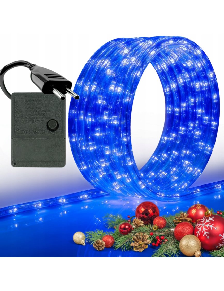 WĄŻ ŚWIETLNY ZEWNĘTRZNY 480 LED LAMPKI CHOINKOWE IP44 20m NIEBIESKI