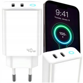 SZYBKA ŁADOWARKA USB-C 40W KOSTKA + KABEL PRZEWÓD DO IPHONE LIGHTNING 1,5M