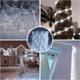 WĄŻ ŚWIETLNY ZEWNĘTRZNY 480 LED LAMPKI CHOINKOWE IP44 20m ZIMNY BIAŁY