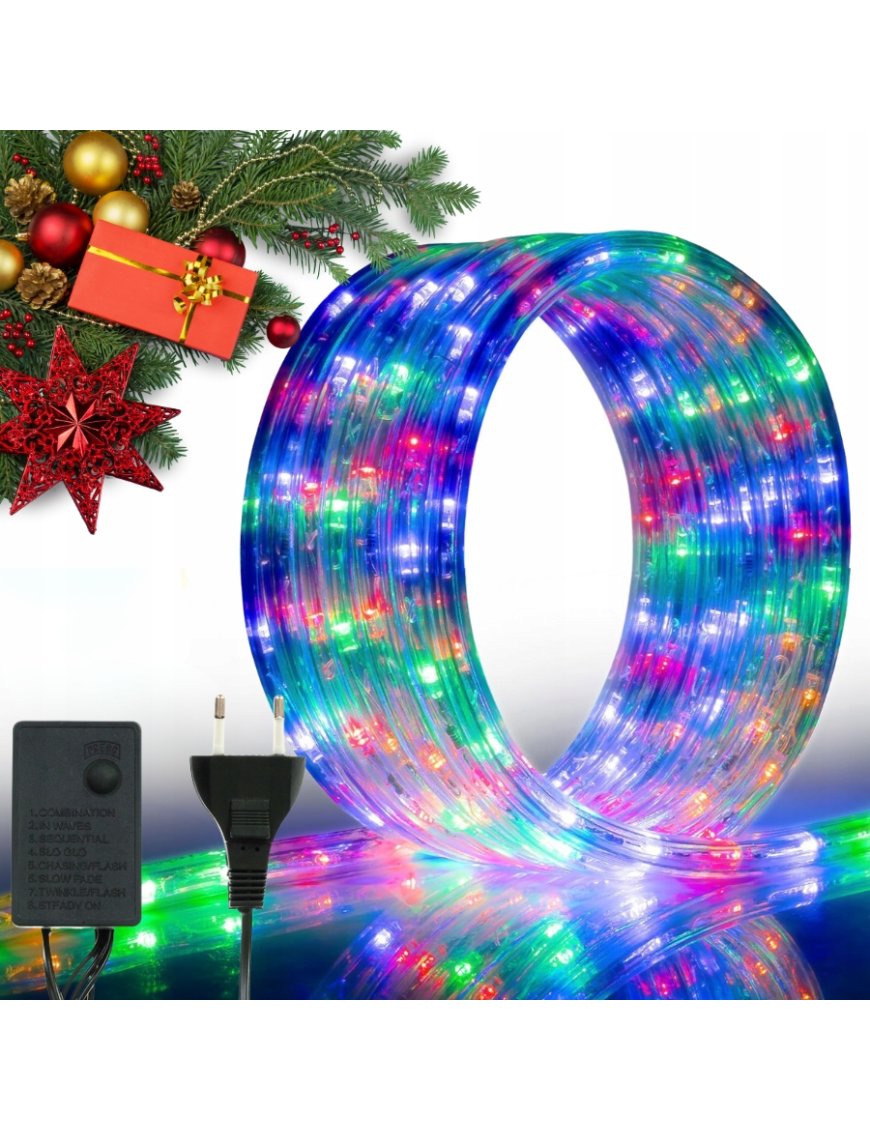 WĄŻ ŚWIETLNY ZEWNĘTRZNY 480 LED LAMPKI CHOINKOWE IP44 20m WIELOKOLOROWY