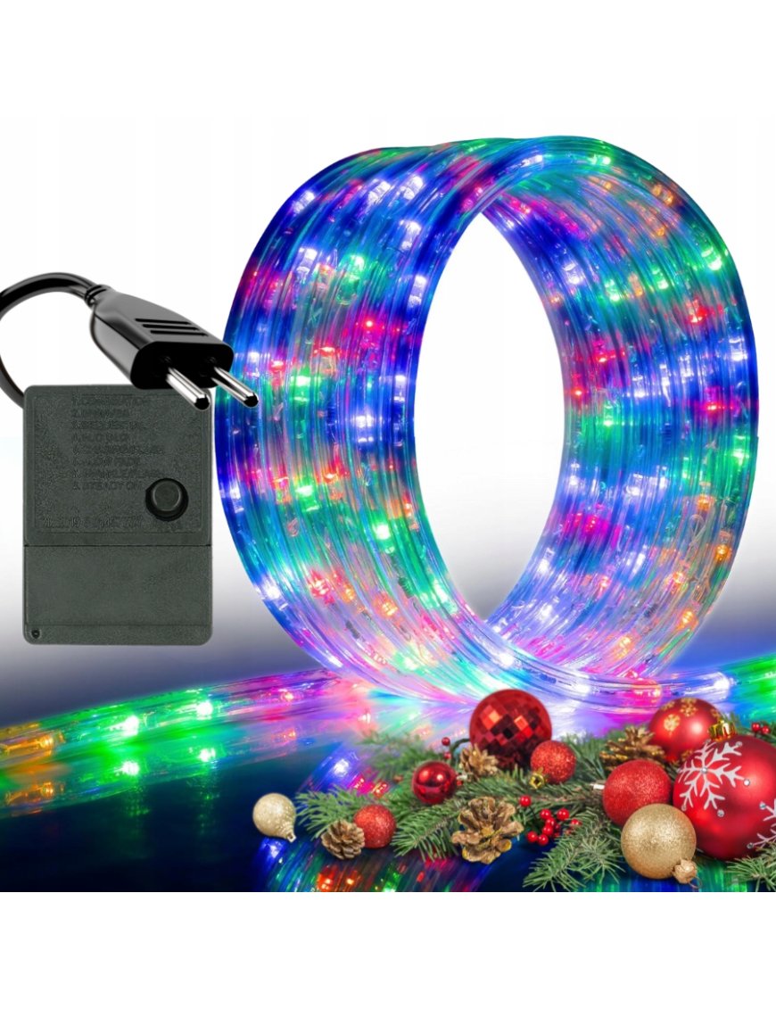 WĄŻ ŚWIETLNY ZEWNĘTRZNY 240 LED LAMPKI CHOINKOWE IP44 10m WIELOKOLOROWY