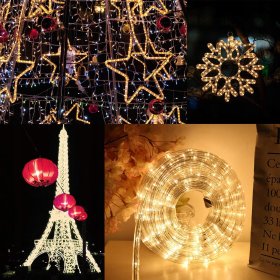 WĄŻ ŚWIETLNY ZEWNĘTRZNY 240 LED LAMPKI CHOINKOWE IP44 10m BIAŁE CIEPŁE