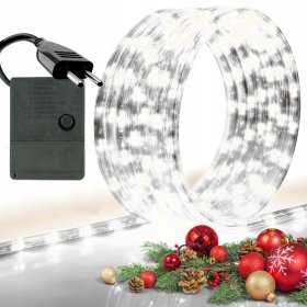 WĄŻ ŚWIETLNY ZEWNĘTRZNY 240 LED LAMPKI CHOINKOWE IP44 10m ZIMNY BIAŁY