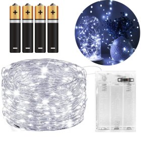 LAMPKI LED DRUCIK 10 METRÓW 100 LED NA BATERIE MIKRO ŚWIATEŁKA ZIMNY BIAŁY