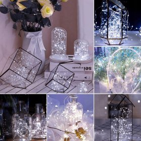 LAMPKI LED DRUCIK 10 METRÓW 100 LED NA BATERIE MIKRO ŚWIATEŁKA ZIMNY BIAŁY