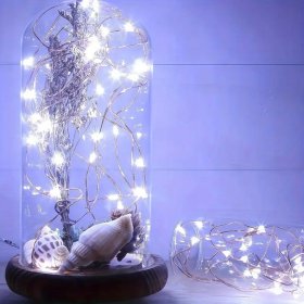 LAMPKI LED DRUCIK 10 METRÓW 100 LED NA BATERIE MIKRO ŚWIATEŁKA ZIMNY BIAŁY