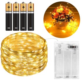 LAMPKI LED DRUCIK 10 METRÓW 100 LED NA BATERIE MIKRO ŚWIATEŁKA BIAŁE CIEPŁE