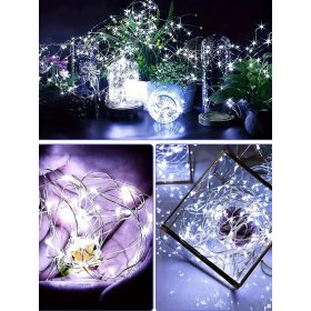 4szt X LAMPKI LED DRUCIKI 5 M 50 LED NA BATERIE MIKRO ŚWIATEŁKA ZIMNY BIAŁY