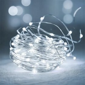 4szt X LAMPKI LED DRUCIKI 5 M 50 LED NA BATERIE MIKRO ŚWIATEŁKA ZIMNY BIAŁY