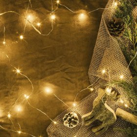 LAMPKI LED DRUCIK 10 METRÓW 100 LED NA BATERIE MIKRO ŚWIATEŁKA BIAŁE CIEPŁE