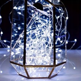 LAMPKI LED DRUCIKI 5 METRÓW 50 LED NA BATERIE MIKRO ŚWIATEŁKA ZIMNY BIAŁY