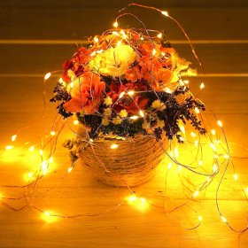 2 x LAMPKI LED DRUCIK 5 M 50 LED NA BATERIE MIKRO ŚWIATEŁKA BIAŁE CIEPŁE