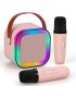 ZESTAW DO KARAOKE 2X MIKROFON BEZPRZEWODOWY PRZENOŚNY BLUETOOTH GŁOŚNIK RGB