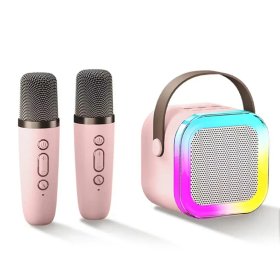 ZESTAW DO KARAOKE 2X MIKROFON BEZPRZEWODOWY PRZENOŚNY BLUETOOTH GŁOŚNIK RGB