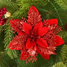 12X SZTUCZNE KWIATY DEKORACJE BOŻE NARODZENIE NA CHOINKĘ GWIAZDA PREZENTY
