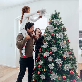 12 X SZTUCZNE KWIATY DEKORACJE BOŻE NARODZENIE NA CHOINKĘ GWIAZDA PREZENTY