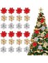 12 X SZTUCZNE KWIATY DEKORACJE BOŻE NARODZENIE NA CHOINKĘ GWIAZDA PREZENTY