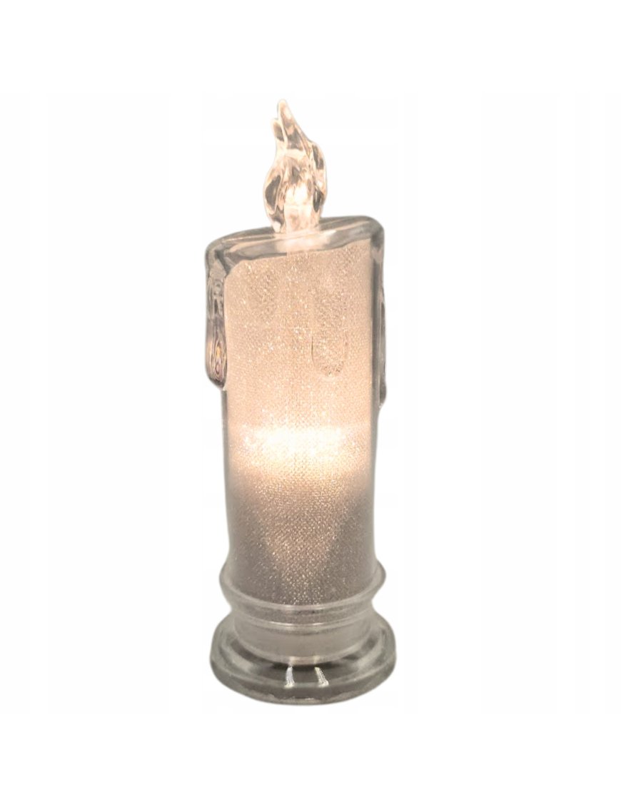 ŚWIECZKA ELEKTRYCZNA WKŁAD DO ZNICZY 18CM ŚWIECA NA BATERIE LED BROKATOWA