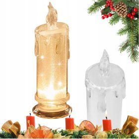 ŚWIECZKA ELEKTRYCZNA WKŁAD DO ZNICZY 18CM ŚWIECA NA BATERIE LED BROKATOWA