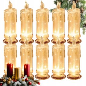 10x ŚWIECA 15CM ŚWIECZKA ELEKTRYCZNA OZDOBNA WKŁAD DO ZNICZY LED W ZESTAWIE