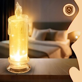 ŚWIECZKA ELEKTRYCZNA WKŁAD DO ZNICZY 18CM ŚWIECA NA BATERIE LED BROKATOWA