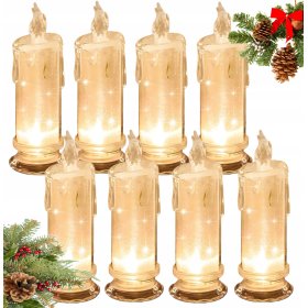 8 x ŚWIECA 15CM ŚWIECZKA ELEKTRYCZNA OZDOBNA WKŁAD DO ZNICZY LED W ZESTAWIE