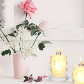 12X ŚWIECZKA BROKATOWA WKŁAD DO ZNICZY ŚWIECA Z BATERIAMI BROKATOWA 9,5CM