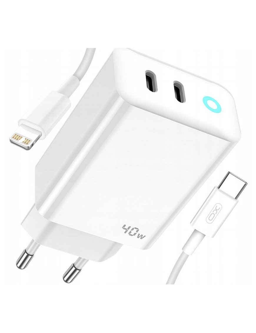 SZYBKA ŁADOWARKA USB-C 40W KOSTKA + KABEL PRZEWÓD DO IPHONE LIGHTNING 1,5M