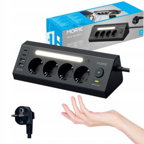 listwa zasilająca narożna 4xAC 2x USB-A 2x USB-C, lampa nocna, wyłącznik 2M