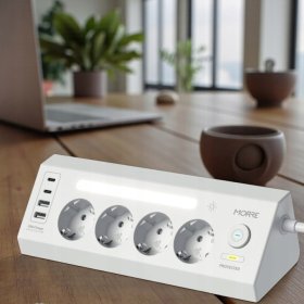 listwa zasilająca narożna 4xAC 2x USB-A 2x USB-C, lampa nocną, wyłącznik 2M