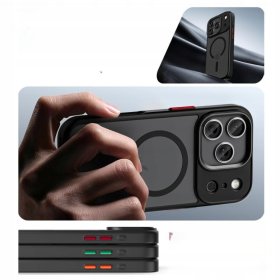 Etui do iPhone 17 PRO + 2szt Szkło 5D 9H WZMACNIANE 360° do MagSafe CZARNE