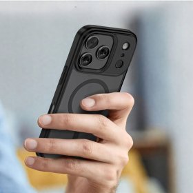 Etui do iPhone 17 PRO + 2szt Szkło 5D 9H WZMACNIANE 360° do MagSafe CZARNE