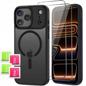 ETUI do IPHONE 17 Pro Max + 2x SZKŁO 5D 9H do Magsafe MATOWE WZMACNIANE 360