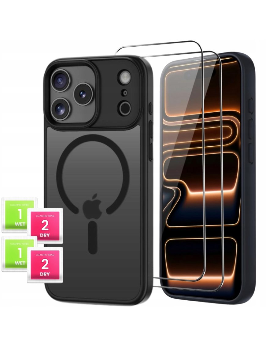 ETUI do IPHONE 17 Pro Max + 2x SZKŁO 5D 9H do Magsafe MATOWE WZMACNIANE 360
