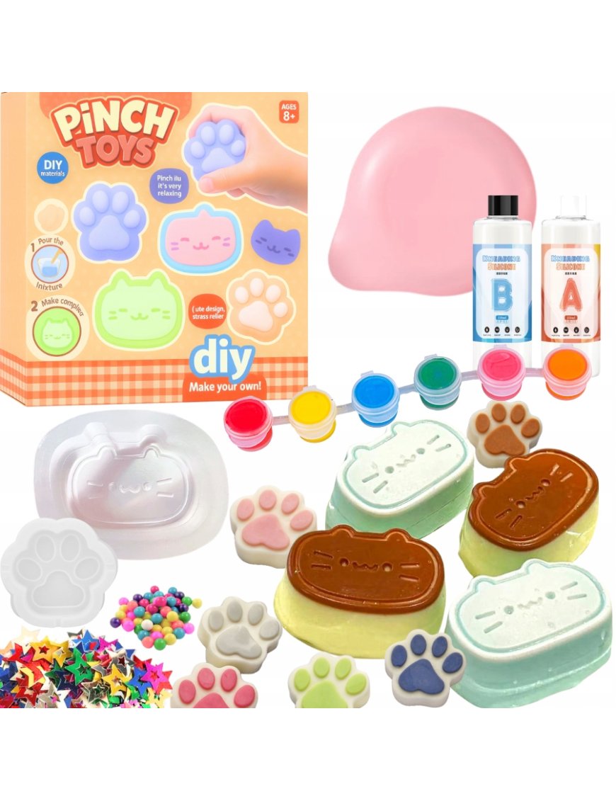 Zestaw do robienia Gniotki Kocia Łapka 44 el. Antystresowy Squishy DIY