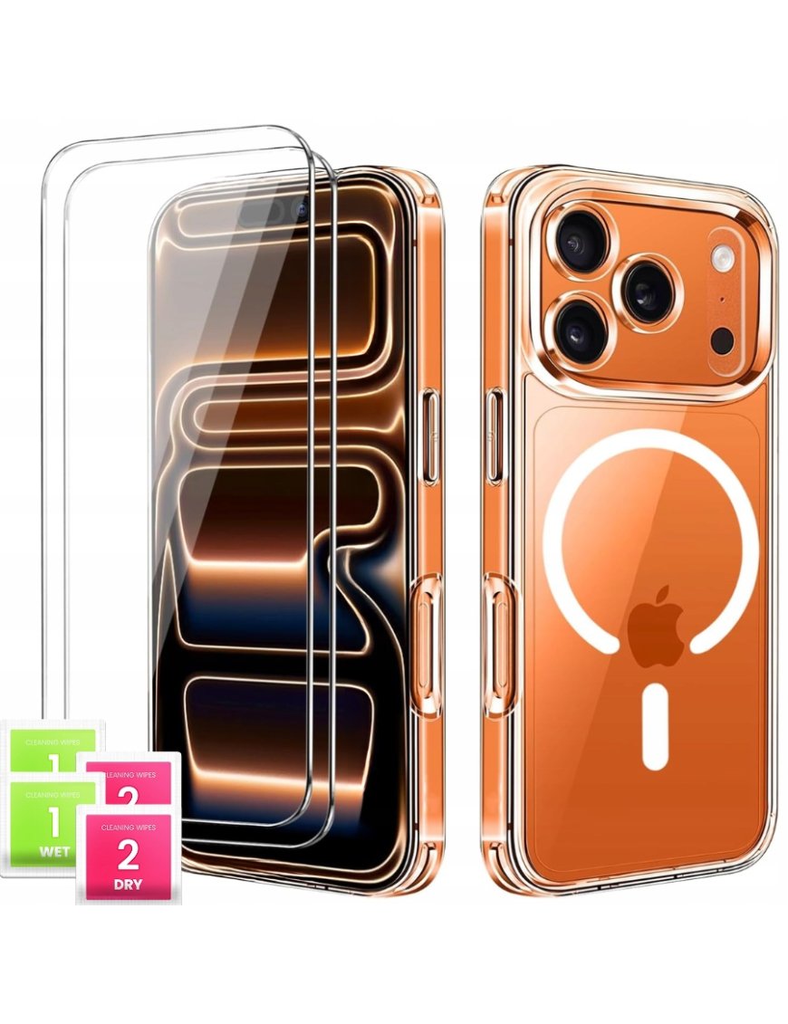 ETUI CASE DO IPHONE 17 PRO MAX DO MAGSAFE PRZEROCZYSTE + 2SZT SZKŁO 5D 9H