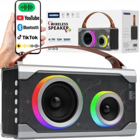 GŁOŚNIK BLUETOOTH PRZENOŚNY BEZPRZEWODOWY MOBILNY DS5 USB AUX SD Szary TYPC