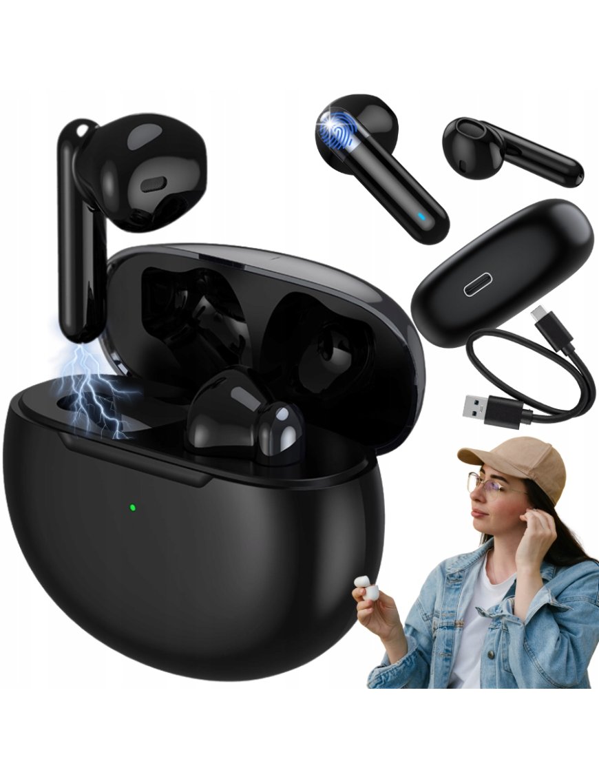 SŁUCHAWKI BEZPRZEWODOWE BLUETOOTH POWERBANK SPORTOWE DOUSZNE MIKROFON