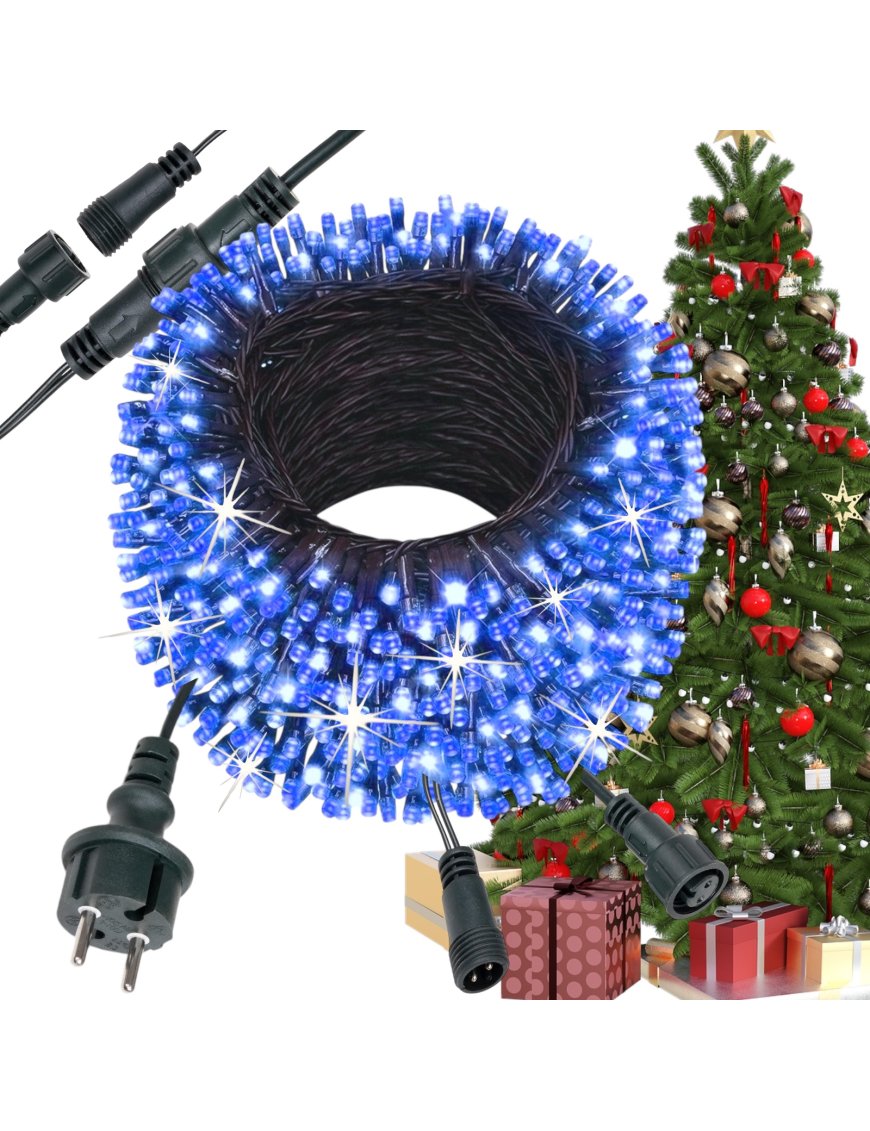 LAMPKI CHOINKOWE Niebieski 200 LED FLASH WEW/ZEW 21M NA CHOINKĘ