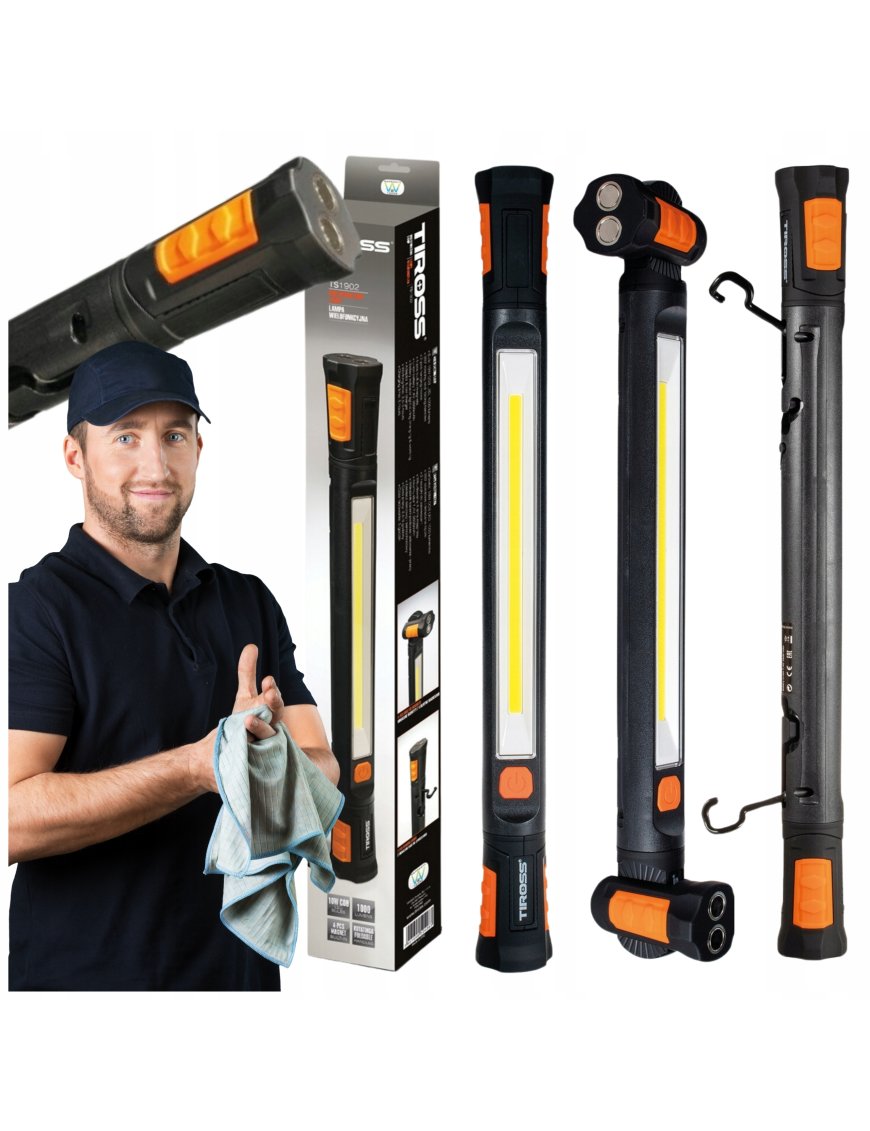 Latarka LED COB 12W 1200lm hak magnes akumulator 2600mAh przenośna TS2273