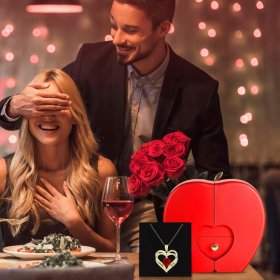 WIECZNA RÓŻA W SZKLE SZKATUŁCE NASZYJNIK PREZENT NA DZIEŃ WALENTYNKI KOBIET