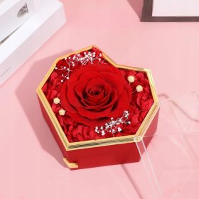 WIECZNA RÓŻA W SZKLE SZKATUŁCE NASZYJNIK PREZENT NA DZIEŃ WALENTYNKI KOBIET