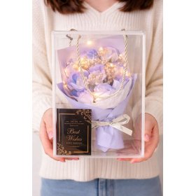 FLOWER BOX MYDLANE RÓŻE BUKIET W PUDEŁKU LED PREZENT NA DZIEŃ WALENTYNKI