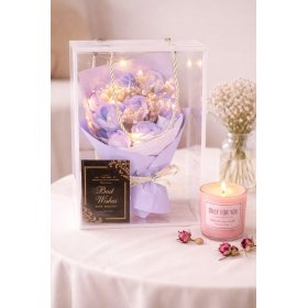 FLOWER BOX MYDLANE RÓŻE BUKIET W PUDEŁKU LED PREZENT NA DZIEŃ WALENTYNKI