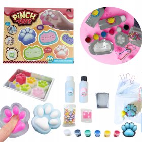 ZESTAW DO ROBIENIA GNIOTKÓW KOCIA ŁAPKA GNIOTKI ŻELE BROTKATY FARBKI 44 EL.