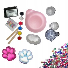 ZESTAW DO ROBIENIA GNIOTKÓW KOCIA ŁAPKA GNIOTKI ŻELE BROTKATY FARBKI 44 EL.