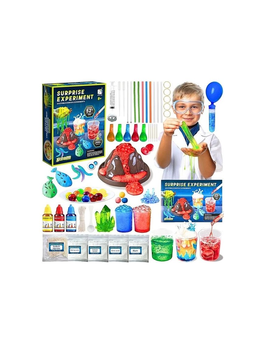 Zestaw Naukowy EKSPERYMENTY dla Dzieci 52w1 Chemia Laboratorium Wulkan STEM