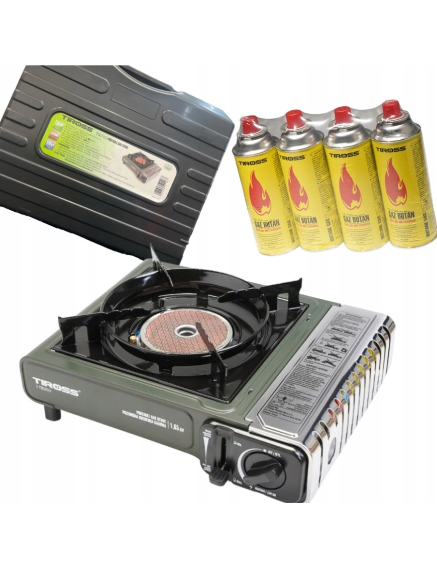 KUCHENKA CERAMICZNA TURYSTYCZNA GAZOWA TIROSS TS-269 + 4 x KARTUSZE GAZOWE