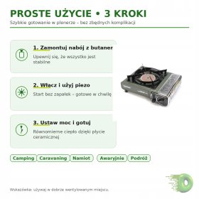 KUCHENKA CERAMICZNA TURYSTYCZNA GAZOWA TIROSS TS-269 + 4 x KARTUSZE GAZOWE