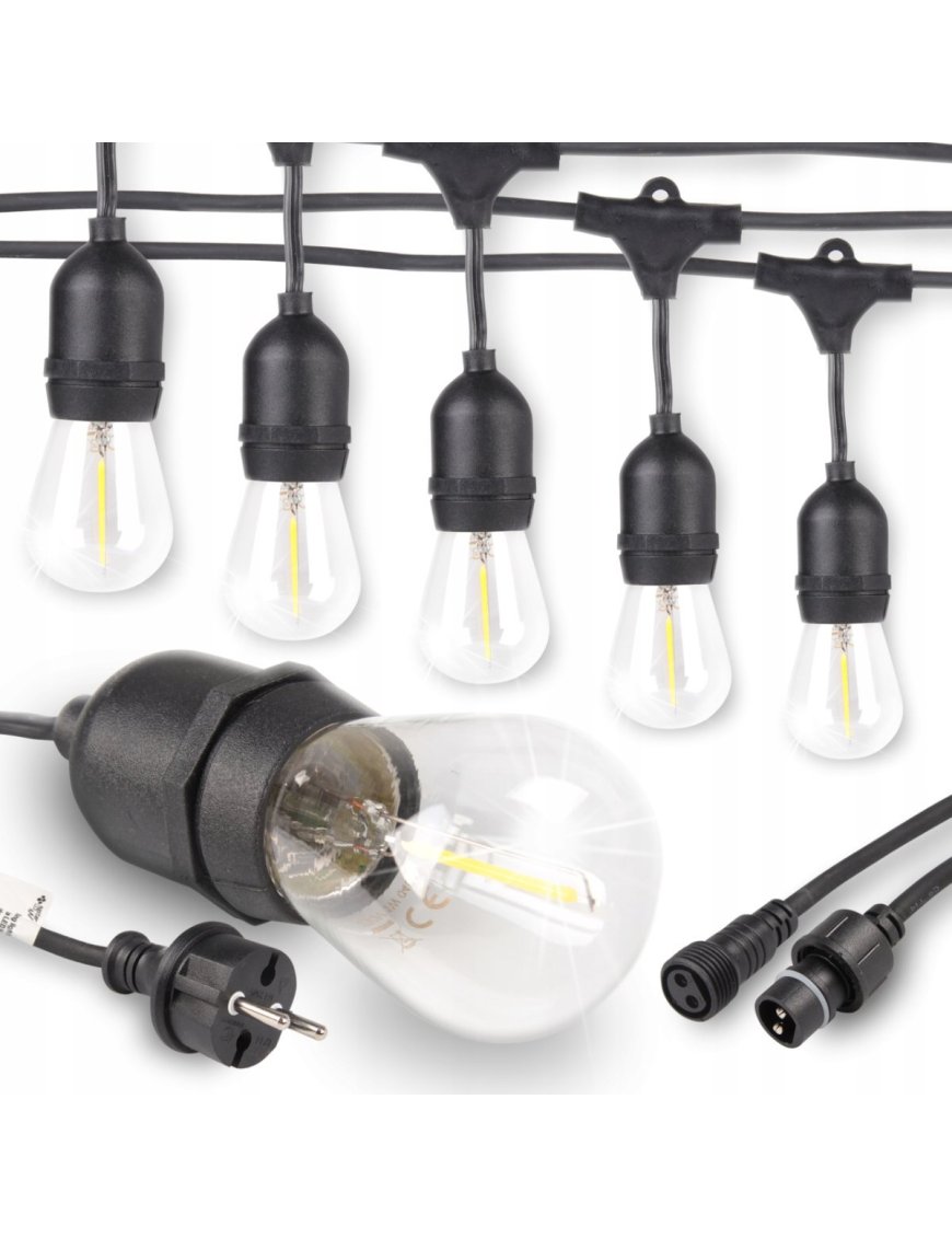 Girlanda Ogrodowa sieciowa Lampki sieciowe 10x E27 LED na Balkon 5m IP65
